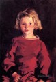 Bridget en retrato rojo Escuela Ashcan Robert Henri